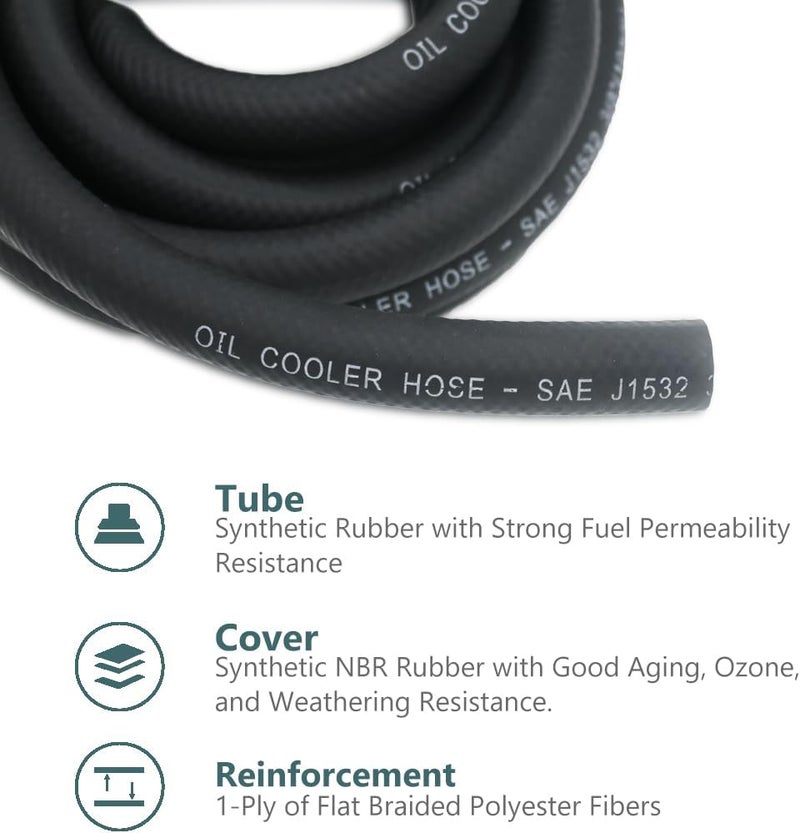 CHOIMOON 3/8 Transmission Oil Cooler Hose - 300 PSI Fuel Line Hose J1532 For Transmission Fluid, Oil, Coolant, Diesel, Hydraulic Fluid, Lubricant, Gas - Image 5